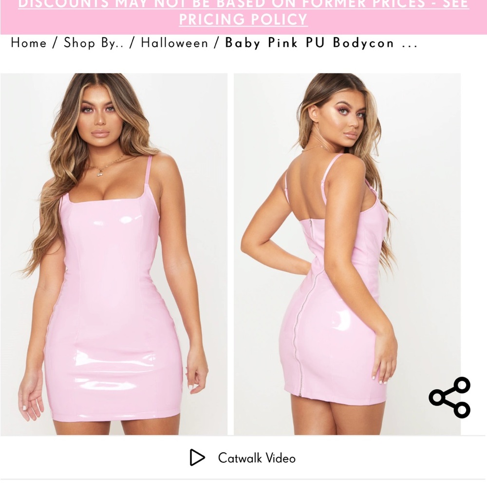 Pretty little thing baby pink latex body on dress